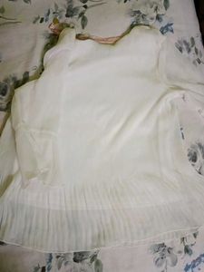 White Pleated Tunic with Layered Necklace
