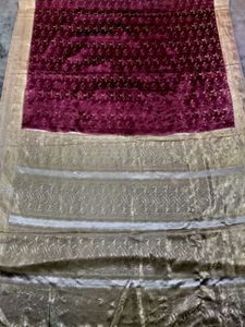 Meroon color Banarasi Gajji satin Wedding Silk sar