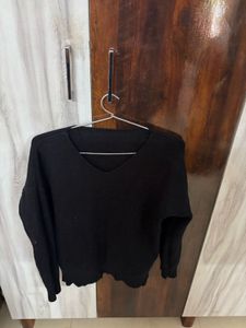 Cozy Black V-Neck Sweater