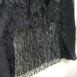 Black Pleated Midi Skirt