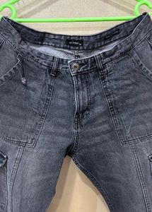 Stylish Grey Cargo Jeans