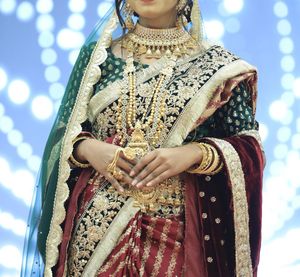 Bridal Saree with stitched blouse and 2 dupatta