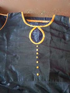 Elegant Navy Blue Kurta Set with Orange Dupatta