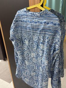Blue Floral Print Kurta