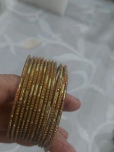 Set of 12 Gold &amp; Rust metallic Bangles