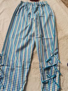 Checkered Casual Pants with Ties