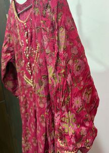 Beautiful Pink Floral Kurta Set with dupatta