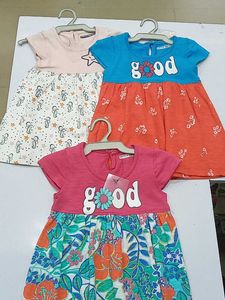 Cute "Good" Print Baby Dress