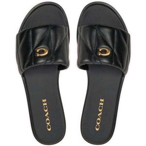 Coach Black Quilted Slide Sandals