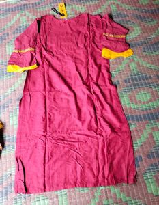 Maroon &amp; Yellow Ethnic Kurta Set