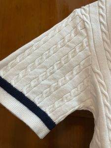 White Cable Knit Short Sleeve Top