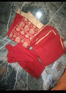 Red salwar with Golden Embroidery