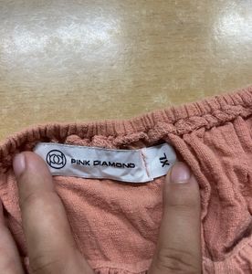 Pink Puff Sleeve Crop Top with Tie