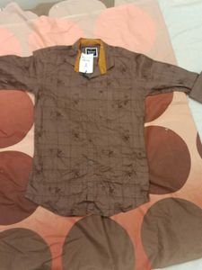 Men's Brown Printed Casual Shirt