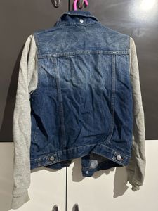 Denim Jacket with Grey Sleeves