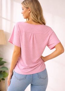 Cute Pink Polka Dot Twist Top