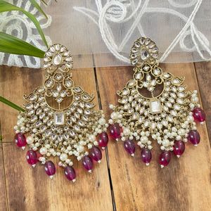 Statement Kundan Chandbali Earrings