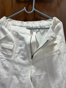 White Wide-Leg Casual Pants
