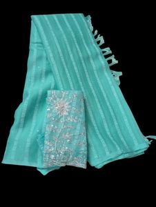 Sequins saree with embroidery blouse