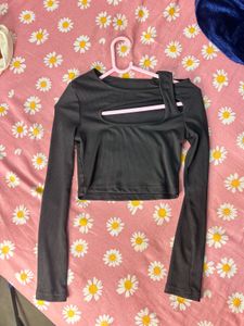 Chic Black Cut-Out Long Sleeve Top