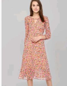 Vibrant Floral Print midi dress