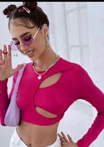 DATE PERFECT Pink Cutout Top