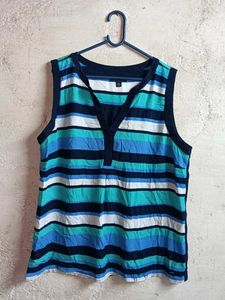 TOMMY HILFIGER Striped Sleeveless V-Neck Top