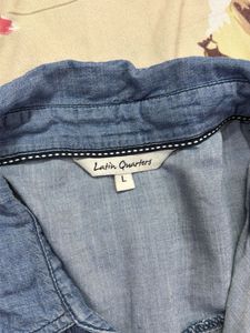Blue Denim Tiered Midi Dress