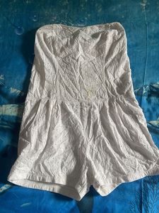 White Eyelet Strapless Romper
