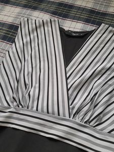 SEXY OFFICE CORE BLACK AND WHITE STRIPPED DRESS