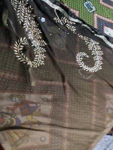 Brown Saree with Tree Motif