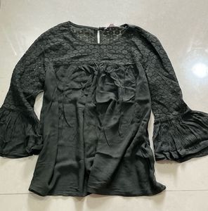 Elegant Dark Green Bell Sleeve Top