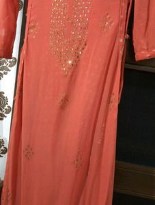 Elegant Orange Embellished Party Dress