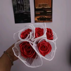 Handmade Satin Rose Bouquet (5 Roses)