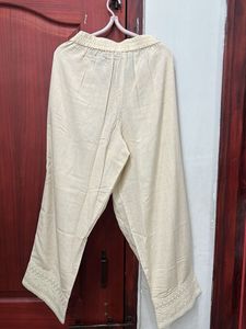 Avaasa Beige Embroidered Palazzos