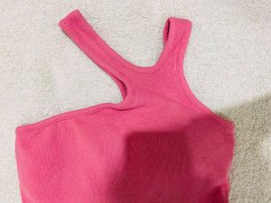 Hot Pink One Shoulder Cut-Out Crop Top