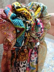 Beautiful Multicolour Tail Scrunchies Combo Of 6
