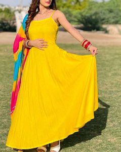 Yellow Anarkali Gown with Dupatta