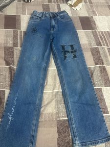 Wide Leg Jeans with Graphic Print