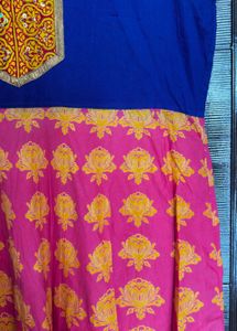 Vibrant Blue &amp; Pink Floral Kurta