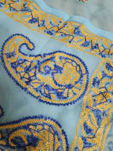 Beautiful skyblue handwork Saree