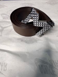 Stylish Brown Belt with Geometric Buckle