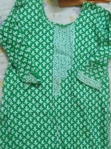 Green Ethnic Block Print Kurta