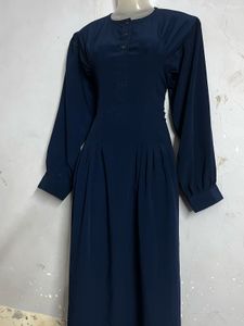 korean Elegant Navy Blue Long Sleeve Dress