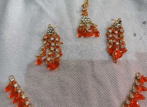 Stunning Orange &amp; Crystal Jewellery Set