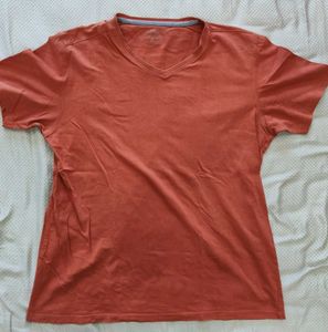Men's Lee Cooper V-Neck Orange T-Shirt