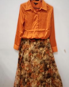 Boutique Satin Shirt With High Skirt