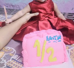 Baby Girl Maroon Frock Used Only For One Ho