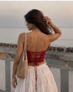 Maroon Backless Crop Top