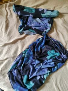 Blue Floral Off-Shoulder Co-ord Set